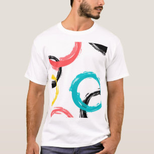 カラフル、カッコいい、モダンは、粋なブラシの打撃一周します Tシャツ