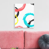 カラフル,,,カッコいい,モダントレンディーブラシのストローク円 キャンバスプリント (インサイチュ (リビング))