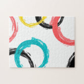 カラフル,,,カッコいい,モダントレンディーブラシのストローク円 ジグソーパズル (横)