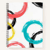 カラフル,,,カッコいい,モダントレンディーブラシのストローク円 ノートブック (正面)
