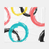 カラフル,,,カッコいい,モダントレンディーブラシのストローク円 フリースブランケット (正面(横))