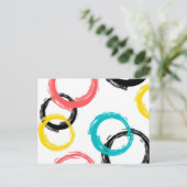 カラフル,,,カッコいい,モダントレンディーブラシのストローク円 ポストカード (スタンド正面)