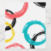 カラフル,,,カッコいい,モダントレンディーブラシのストローク円 ワインラベル (シングルラベル)