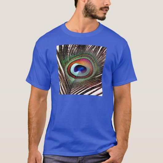 カラフル カッパー(銅色)クジャクの羽根 Tシャツ (正面)