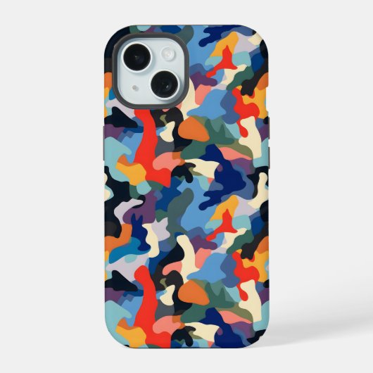 カラフル カモフラージュ iPhone 15ケース (裏面)
