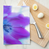 カラフル、ガーリーで、ロマンチックな、紫色のチューリップ キッチンタオル (四つ折り)