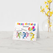 カラフル キッズシャーク|お誕生日おめでとう カード (黄色い花)