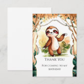 カラフル キッズ スロース 誕生日 サンキューカード (正面/裏面)