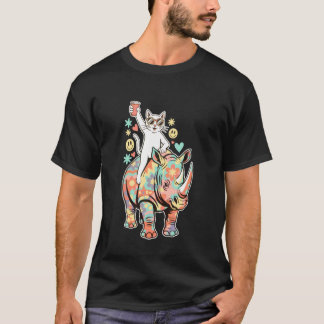 カラフル キャット サイ パーティー レイブ EDM フェスティバル ナイト C Tシャツ