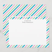 カラフル キャンディ ストライプ オーダーメイド サンクス ノートカード (正面/裏面)