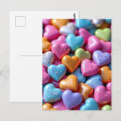 カラフル キャンディ ラブ ハート ポストカード (正面/裏面)