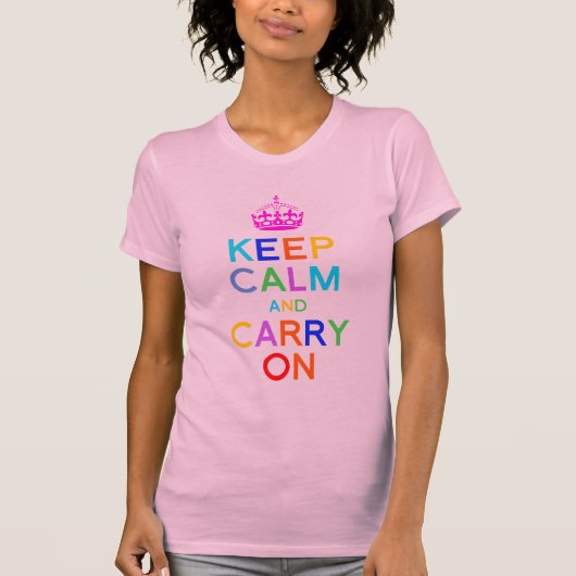 カラフル キープ カーム アンド キャリー オン Tシャツ (正面)