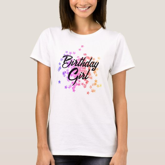 カラフル ギラギラ スター 誕生日 Tシャツ (正面)