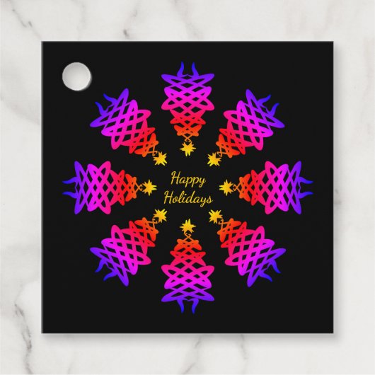 カラフル |クリスマスツリー |フェスティバル休日 フェイバータグ (正面)