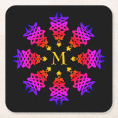 カラフル |クリスマスツリー |モノグラム スクエアペーパーコースター (正面)