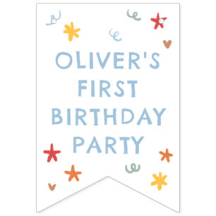 カラフル グリーン ギンガム 1歳の誕生日 バンティングフラッグ