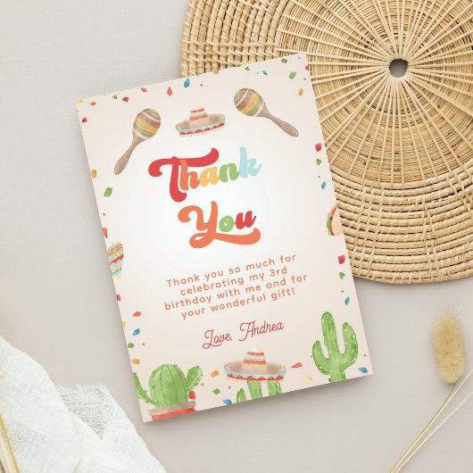 カラフル グルービー フィエスタ 子供の誕生日お礼 招待状