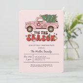 カラフル グルービー レトロ クリスマス パーティー 招待状 (スタンド正面)