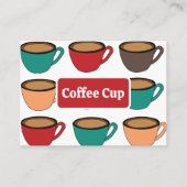 カラフル コーヒー カップ パターン 名刺 (正面)