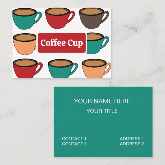 カラフル コーヒー カップ パターン 名刺 (正面/裏面)