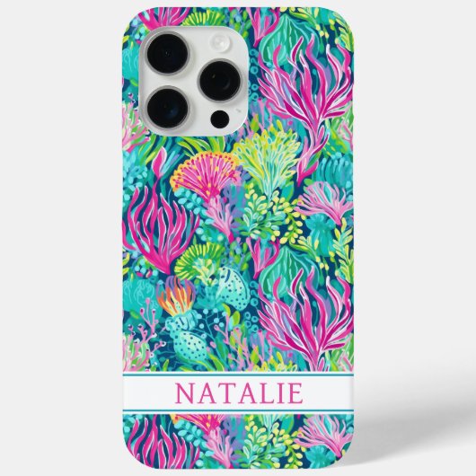 カラフル コーラルリーフ モノグラム Case-Mate iPhoneケース (裏面)