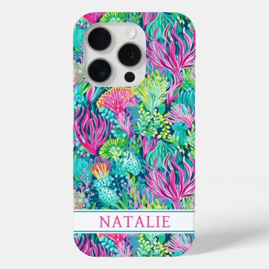 カラフル コーラルリーフ モノグラム Case-Mate iPhoneケース (裏面)