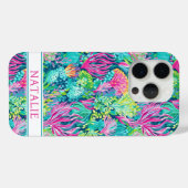 カラフル コーラルリーフ モノグラム Case-Mate iPhoneケース (裏面 (横))