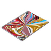 カラフル ゴールド フラワー モノグラム リクイファイ アブストラクト ノートブック (左側)