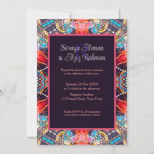 カラフル サイケデリック ゴア スペシャル イベント パーティー 招待状 (裏面)