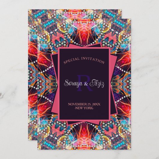 カラフル サイケデリック ゴア スペシャル イベント パーティー 招待状 (正面/裏面)