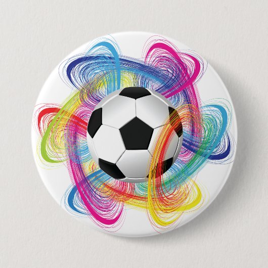 カラフル サッカーボール ボタン 缶バッジ (正面)