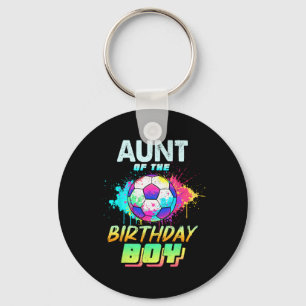 カラフル サッカー 誕生日ボーイのおば キーホルダー