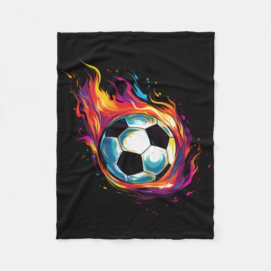 カラフル サッカー Ll フリースブランケット (正面)
