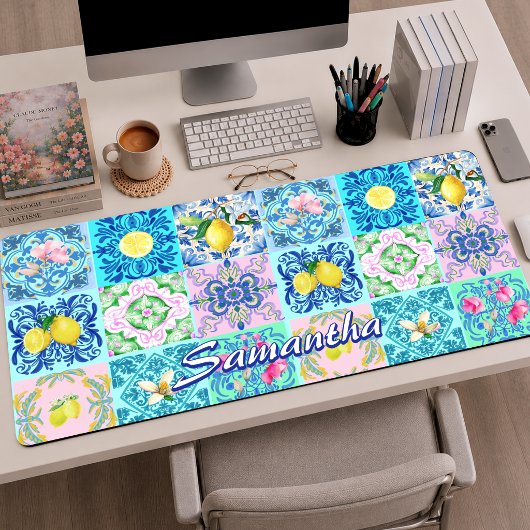 カラフル サマー シチリア ターコイズ azulejo アマルフィ デスクマット