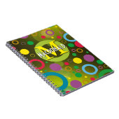 カラフル サークル スポット リング パーソナライズド グリーン ノートブック (右側)