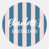 カラフル シンプル ネイビー ミニマリスト ストライプ ラウンドシール (正面)