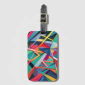 カラフル・ジオメトリック・マジック 直線の組み合わせによる立体感のある幾何学模様 ラゲッジタグ (正面縦)