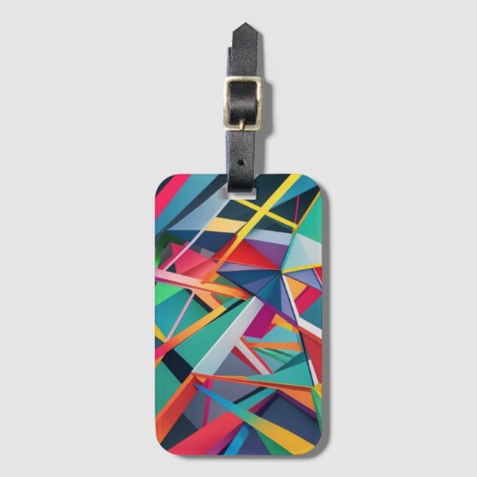 カラフル・ジオメトリック・マジック 直線の組み合わせによる立体感のある幾何学模様 ラゲッジタグ (正面縦)