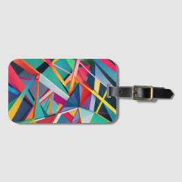 カラフル・ジオメトリック・マジック 直線の組み合わせによる立体感のある幾何学模様 ラゲッジタグ