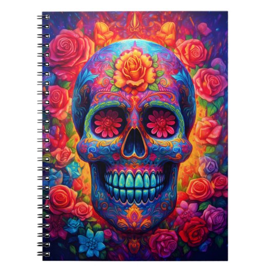 カラフル スカル ハッピー ハロウィン シーズン ノートブック (正面)