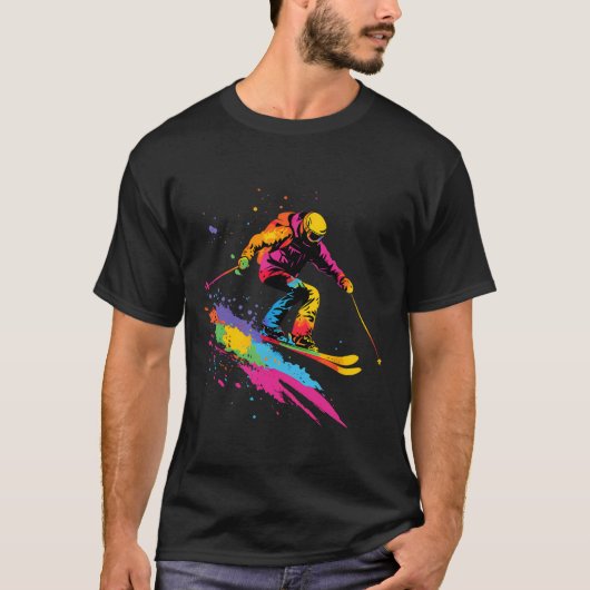 カラフル スキー場 スキー Tシャツ (正面)