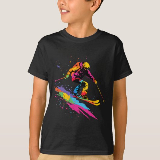 カラフル スキー場 スキー Tシャツ (正面)