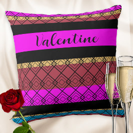 カラフル ストライプ柄 バレンタインデー クッション