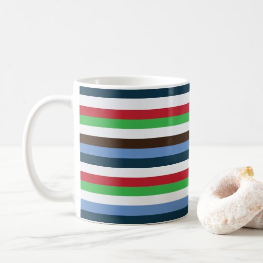 カラフル ストライプ コーヒーマグカップ (ドーナツ)