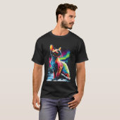 カラフル スフィンクス猫 オーロラ 冬の森 Tシャツ (正面フル)