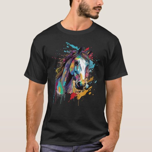 カラフル スプラッシュ クダ パディ 馬 Tシャツ (正面)
