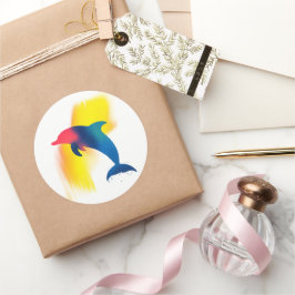 カラフル スプレー ペイント イルカ シルエット ステッカー