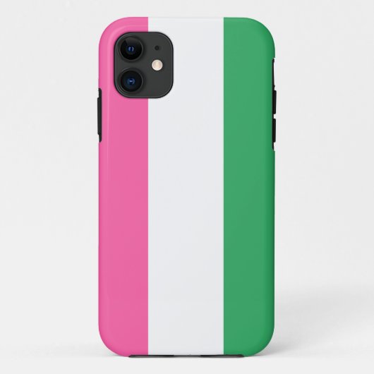 カラフル スポーティー ピンク 白 緑 縦 ストライプ Case-Mate iPhoneケース (裏面)