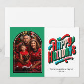 カラフル タイポグラフィック ハッピー ホリデー カード (正面/裏面)