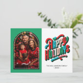 カラフル タイポグラフィック ハッピー ホリデー カード (スタンド正面)